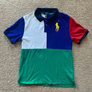 Polo Ralph Lauren Men's Blue Green White Red Embroidered Logo Rugby‎ Size XL